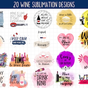 Wine Quote Sublimation Designs: Funny Wine Png Bundle (Commercial Use)