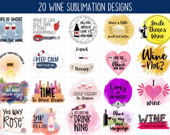 Wine Quote Sublimation Designs: Funny Wine Png Bundle (Commercial Use)
