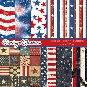 Papiers numériques patriotiques américains, Amérique, modèle sans couture du 4 juillet, papier peint du jour de l'indépendance, usage commercial