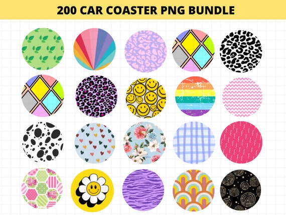200 Car Coaster Sublimation PNG Designs, Round Png Sublimation Designs, Car Coaster Png, Sublimation Pattern Bundle