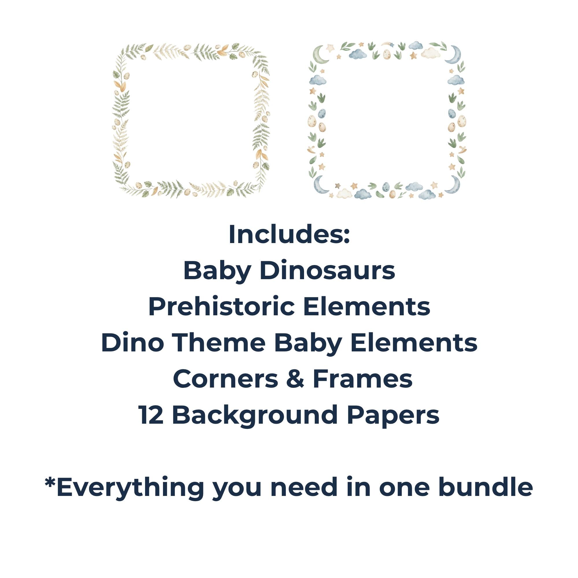 Watercolor Dinosaur Baby Clipart Paper Bundle, Prehistoric Baby Shower ...
