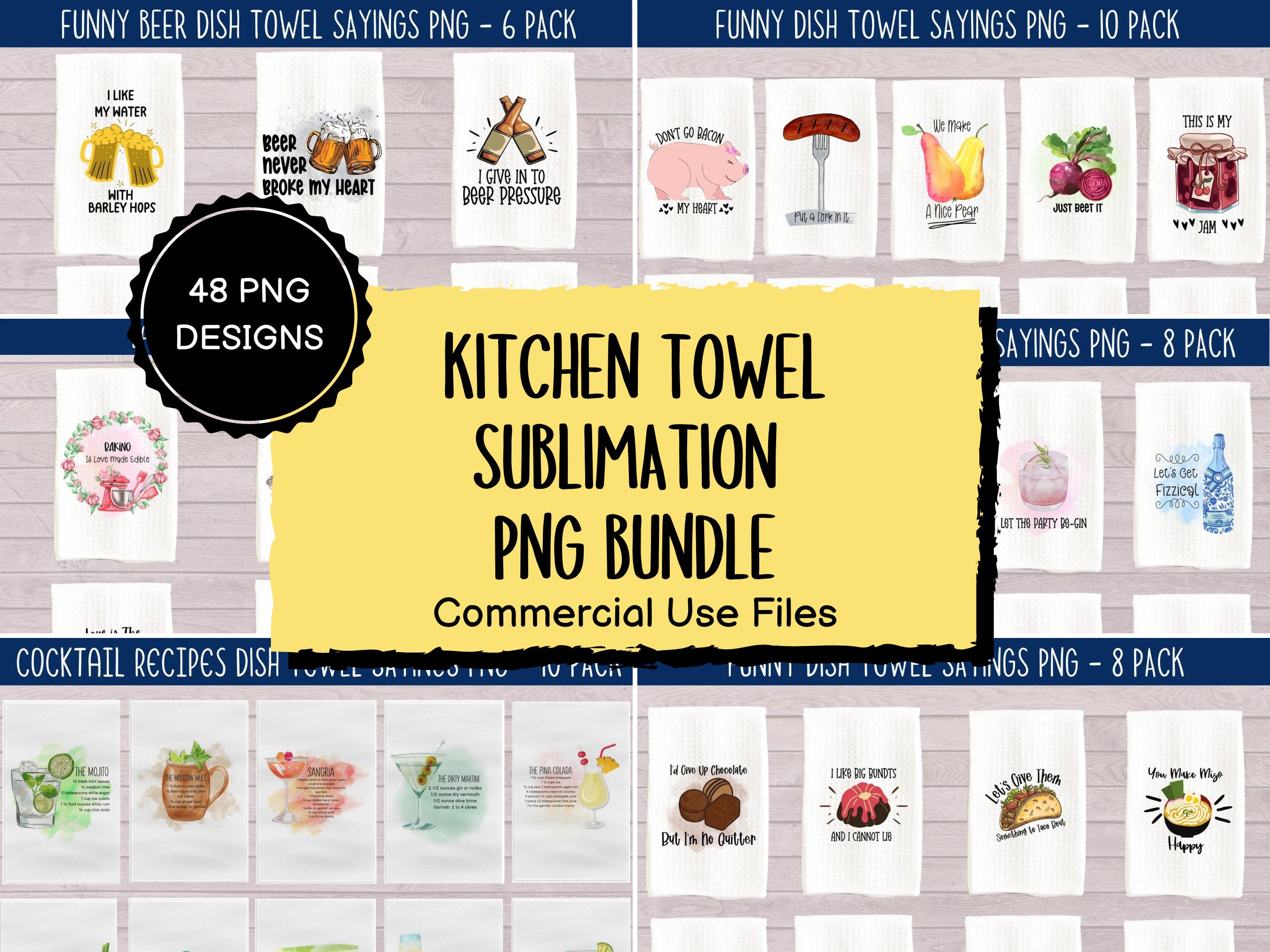 Funny Dish Towel Sayings Sublimation Bundle PNG