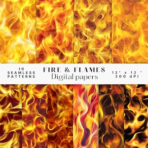 Fire & Flame Seamless Digital Paper, Smoky Burning Background Texture Repeatable Pattern, Commercial Use