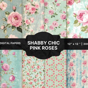 Carta digitale Shabby Chic Rose: sfondi floreali vintage (JPG)