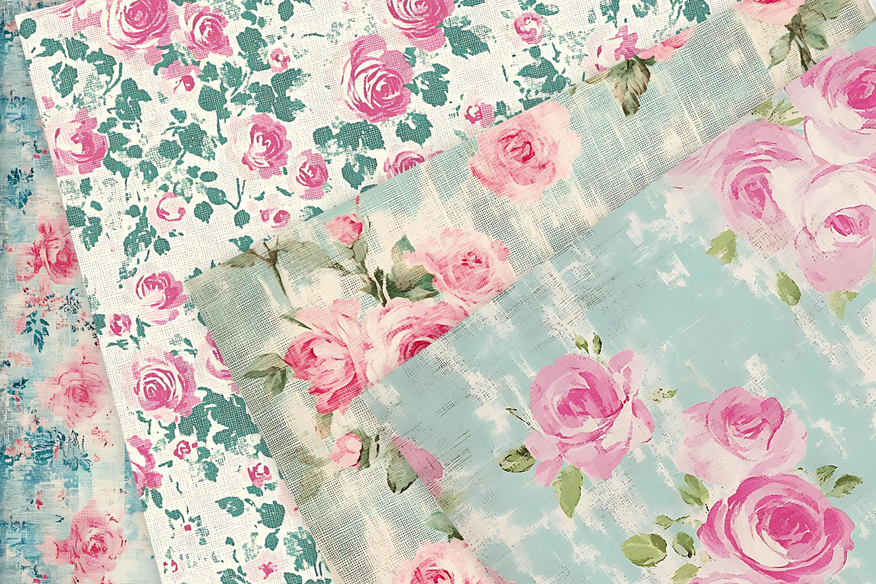 Shabby Chic Rose Digital Paper: Vintage Floral Backgrounds (JPG) - Etsy
