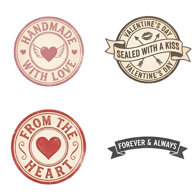 Retro Love Stamp Clipart Bundle, Valentines Postage Banners Graphics ...