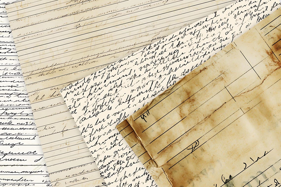 Handwriting Textures Vintage Handwriting Seamless Pattern Paper, Antique Written Textures ...