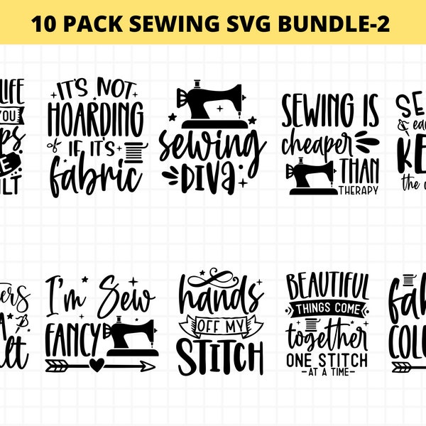 Couture SVG Bundle Partie 2, Coudre SVG, Machine à coudre Svg, Salle de couture Svg, Svg Quilt, Quilting Svg, Cricut Cut File