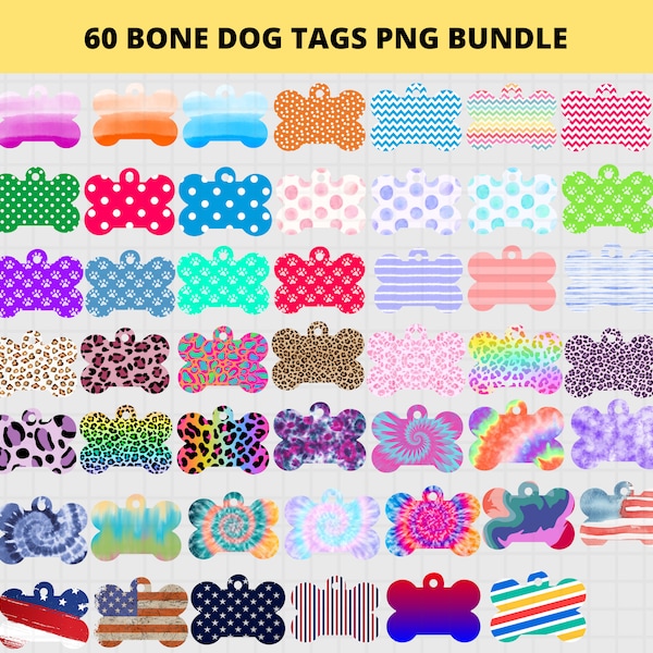 Bone Dog Tag Sublimatie PNG Designs, Pet Tag Png, Bone Dog Tag Designs, Dog Png Bundel