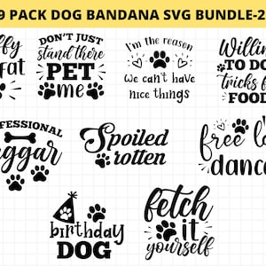 Dog Bandana SVG Bundle-2, Dog Shirt Bundle SVG, Dog Quotes Bundle, Fur Mom Svg, Funny Dog Sayings Svg, Commercial Use