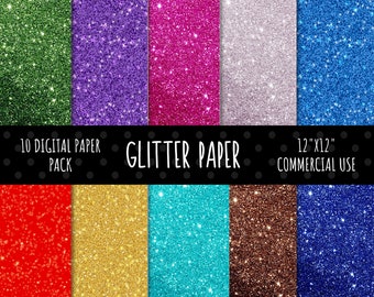 Glitter Digital Paper Pack, Digital Scrapbook Paper, Digital Scrapbooking Paper, Digital Backgrounds, Commercial Use