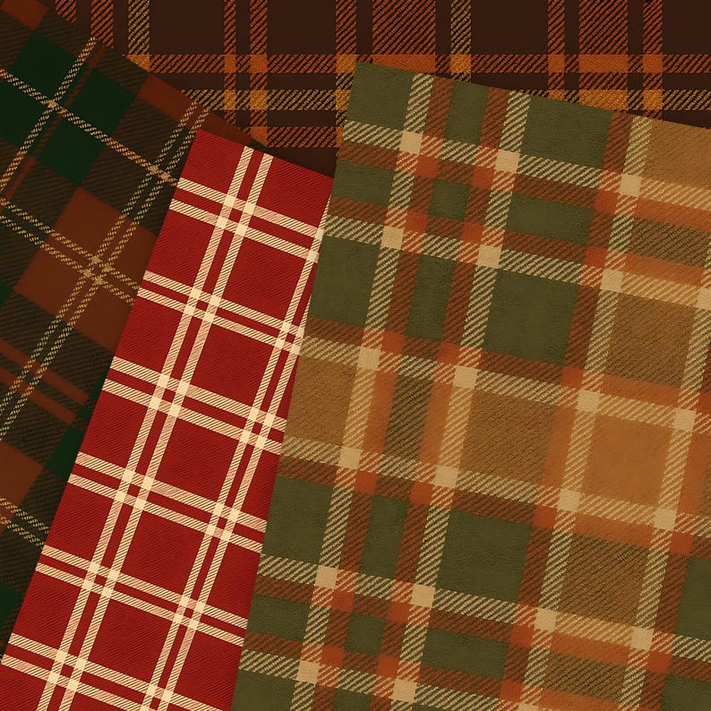 Autumn Tartan Plaid, 16 Fall Seamless Cozy Flannel Plaids, Digital ...