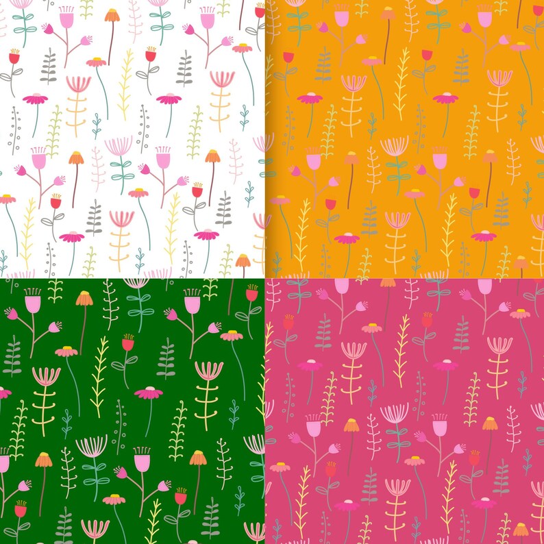 Floral Digital Paper Bundle Flower Pattern Floral Scrapbook - Etsy