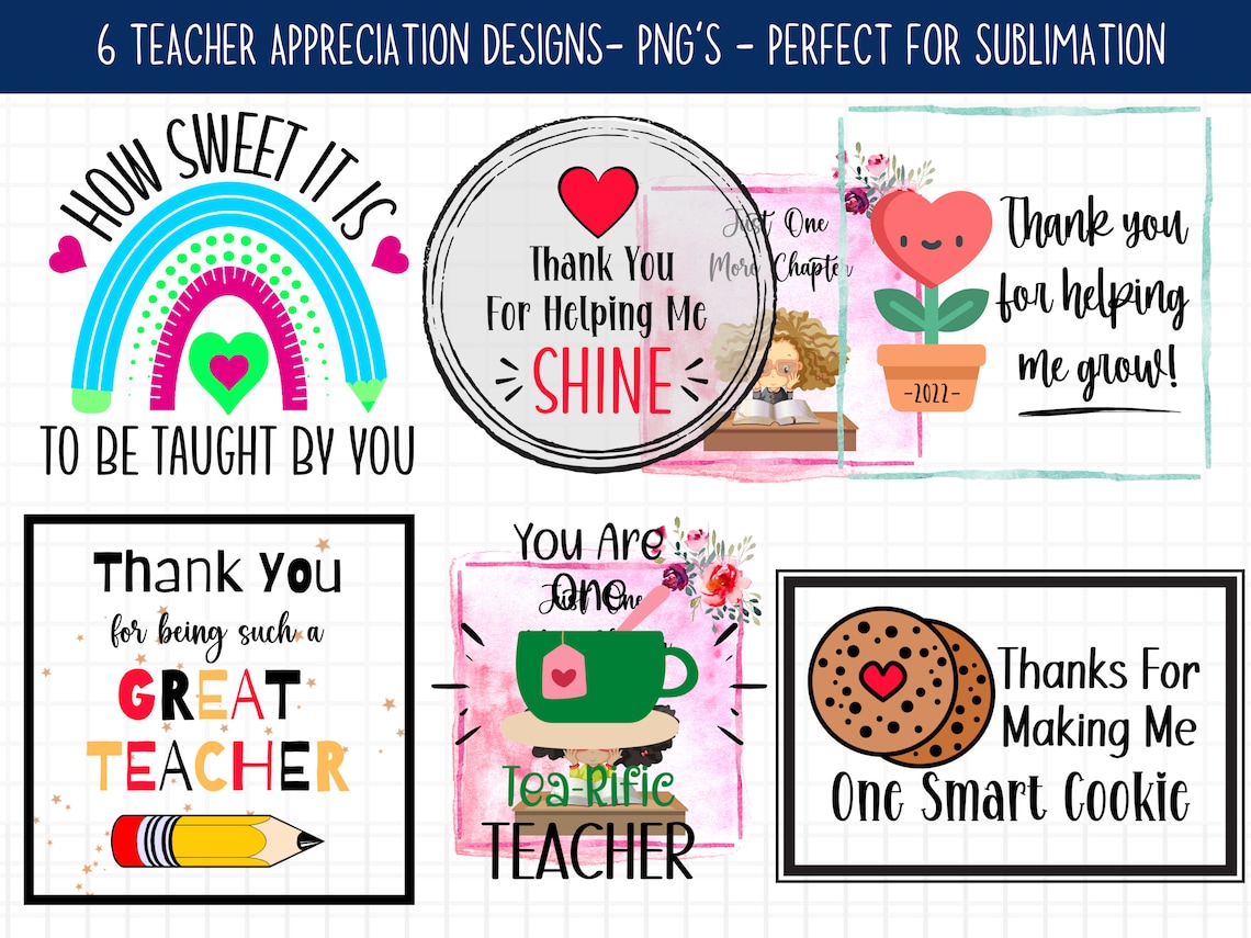Teacher Appreciation Sublimation Png Bundle Teacher Gift PNG Etsy