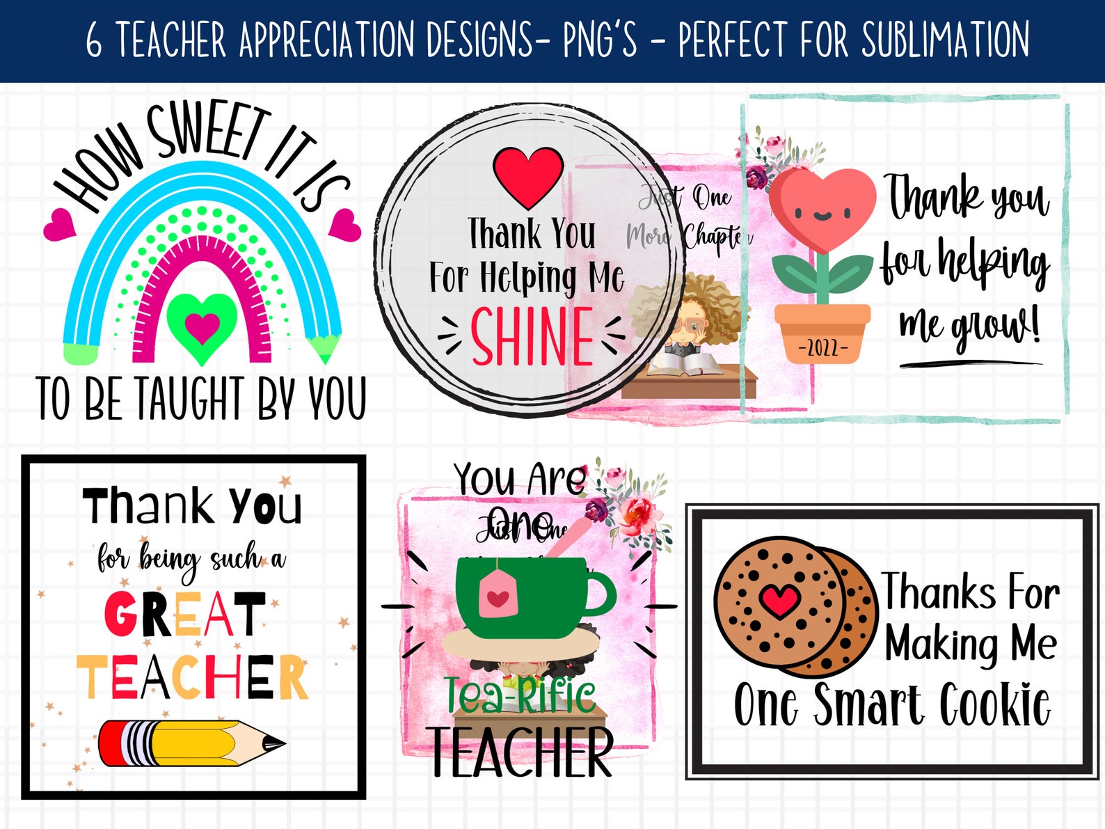 Teacher Appreciation Sublimation Png Bundle Teacher Gift PNG Etsy