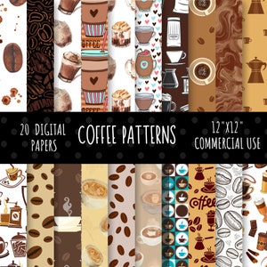 Coffee Lover Digital Paper Pack, Kaffee Digital Papier, Scrapbooking Papier, Hintergründe, Kommerzielle Nutzung, 20, 12x12
