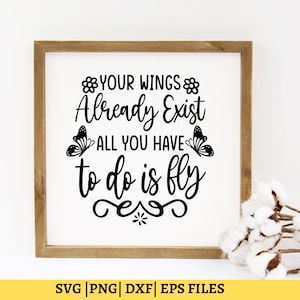 Cytat motyla SVG, Twoje skrzydła już istnieją Svg, motyl Svg, inspirujące cytaty Svg, koszulka Svg, kubek kawy Svg