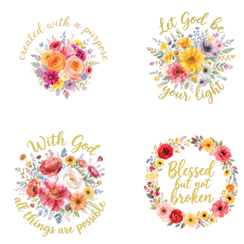 Faith Christian Floral Clipart Bundle PNG, Inspirational Scripture ...