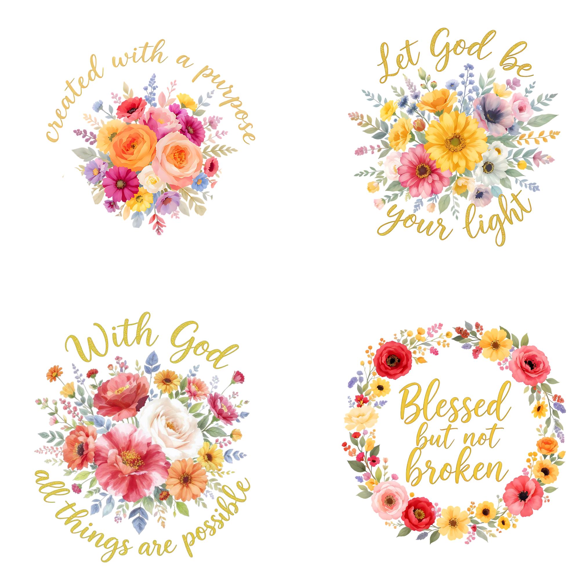 Faith Christian Floral Clipart Bundle PNG, Inspirational Scripture ...