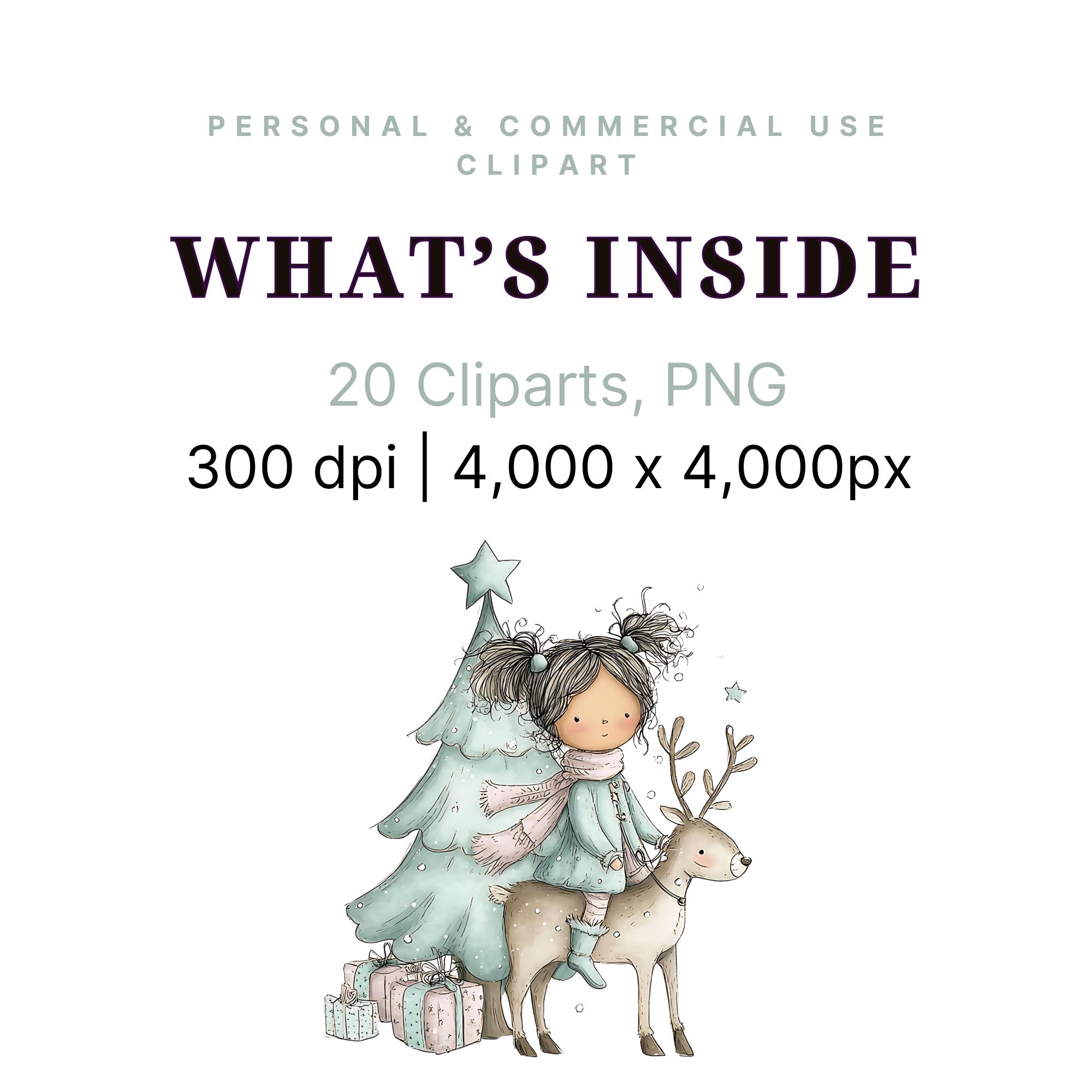 Christmas Little Girl Clipart Bundle, Cute Pastel Holiday Pngs ...