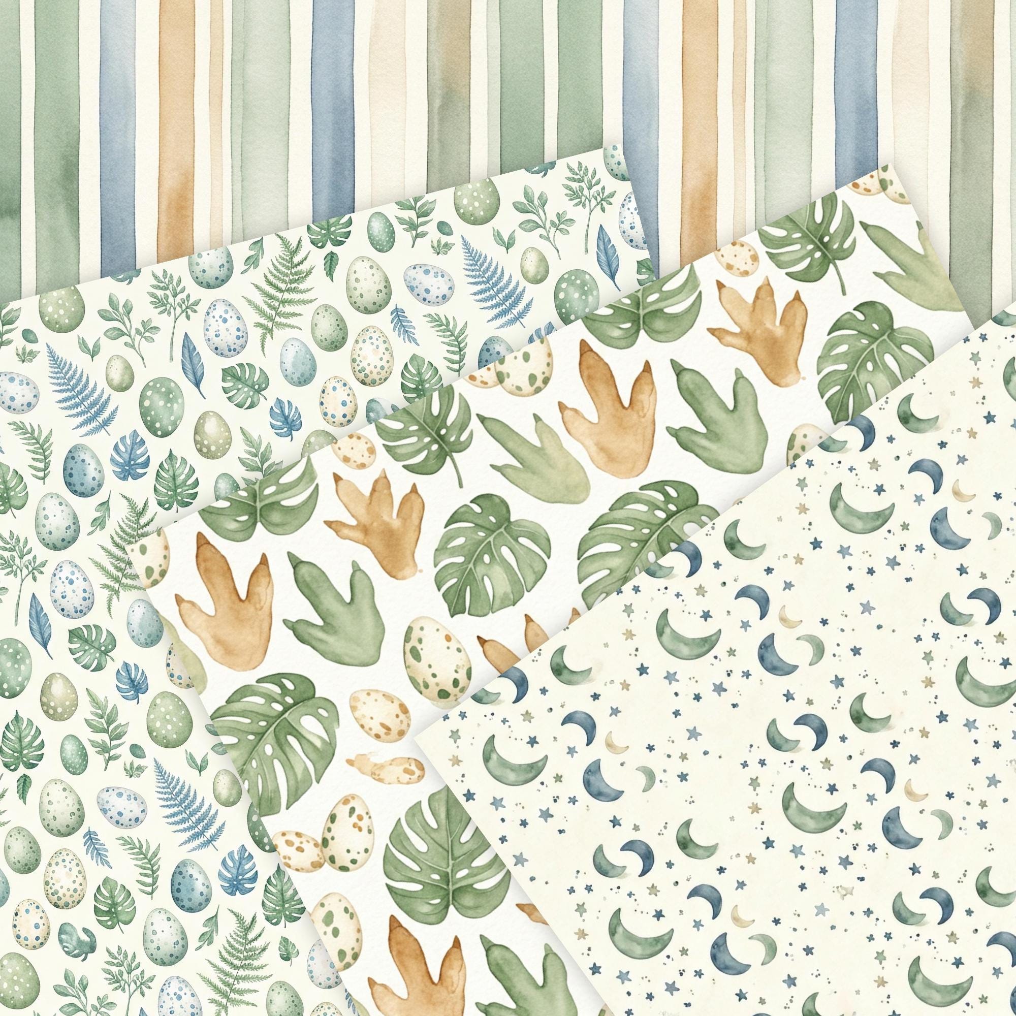 Watercolor Dinosaur Baby Clipart Paper Bundle, Prehistoric Baby Shower ...