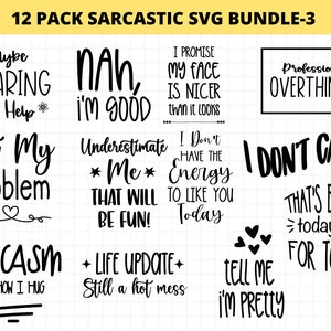 Sarkastische SVG-Bundle: Lustige freche humorvolle Designs (Digitaler Download)