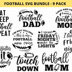 Football SVG Bundle, football maman chemise Bundle SVG, football papa Bundle, football citations SVG, Svg lumières du vendredi soir, usage Commercial
