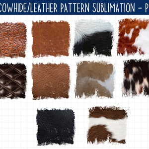 Cowhide Leather Pattern PNG Backgrounds: Distressed Sublimation Designs (10 Pack)