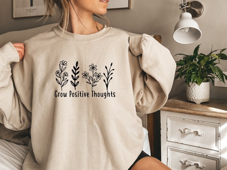 Grow Positive Thoughts SVG, Inspirational Svg, Motivational Svg, Positivity Clip Art, Cut File, T Shirt Svg image 1