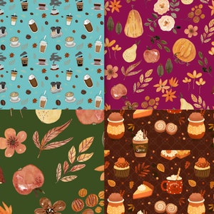 Pumpkin Spice Digital Paper Pack, Pumpkin Spice Lover Background, Pumpkin spice Girl, Fall Digital Paper,Commercial Use, 3600 x 3600 image 6