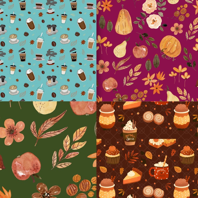 Pumpkin Spice Digital Paper Pack, Pumpkin Spice Lover Background, Pumpkin spice Girl, Fall Digital Paper,Commercial Use, 3600 x 3600 image 6