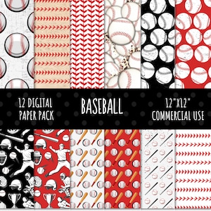 Baseball Digital Paper, Game Day Digital Paper, Baseball Player Scrapbook Paper, Commercial Use, 23, 12x12 America Paper
