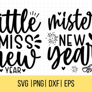 Feliz Año Nuevo SVG, Pequeña Señorita Año Nuevo SVG, Señor Año Nuevo SVG, Citas de Año Nuevo, Camisa de Parejas de Año Nuevo, Nochevieja Svg