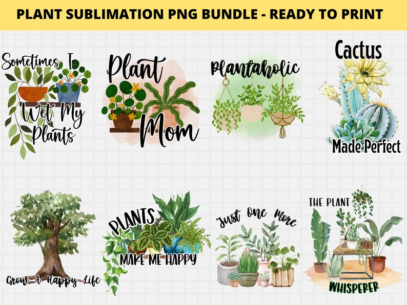 Plant Png Bundle, Plant Lover Sublimation, Plant Mom Png, Plant Lady, Gardening Quotes, Commercial Use, Instant Download image 1