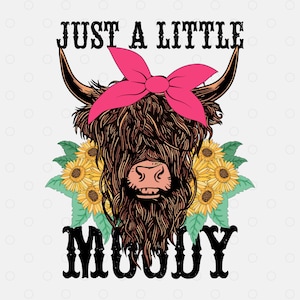 Moody Cow PNG: Western Farm Sublimation Design (Digital Download)