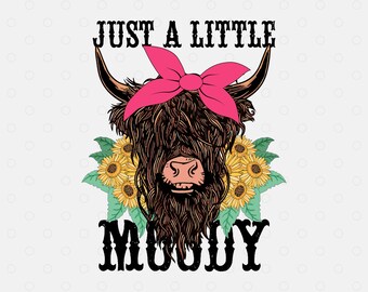 Moody Cow PNG: Western Farm Sublimation Design (Digital Download)