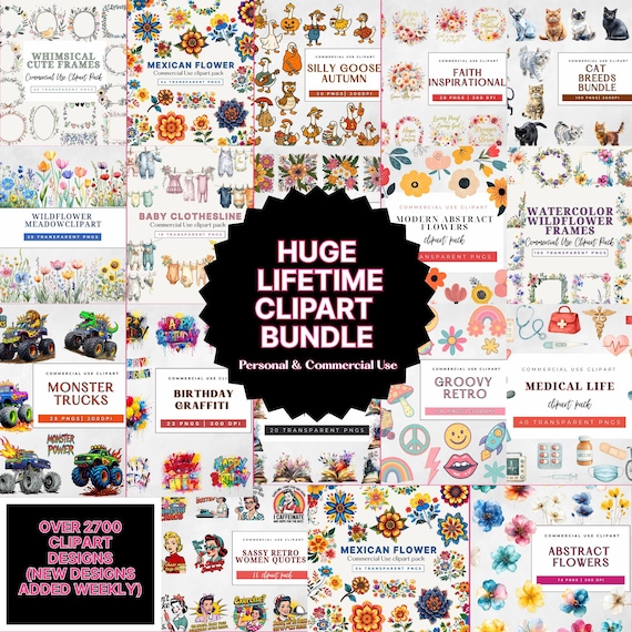 LIFETIME Whole Shop Clipart PNG Bundle Access! Unlimited Downloads! All Past & Future, Personal And Commercial Use