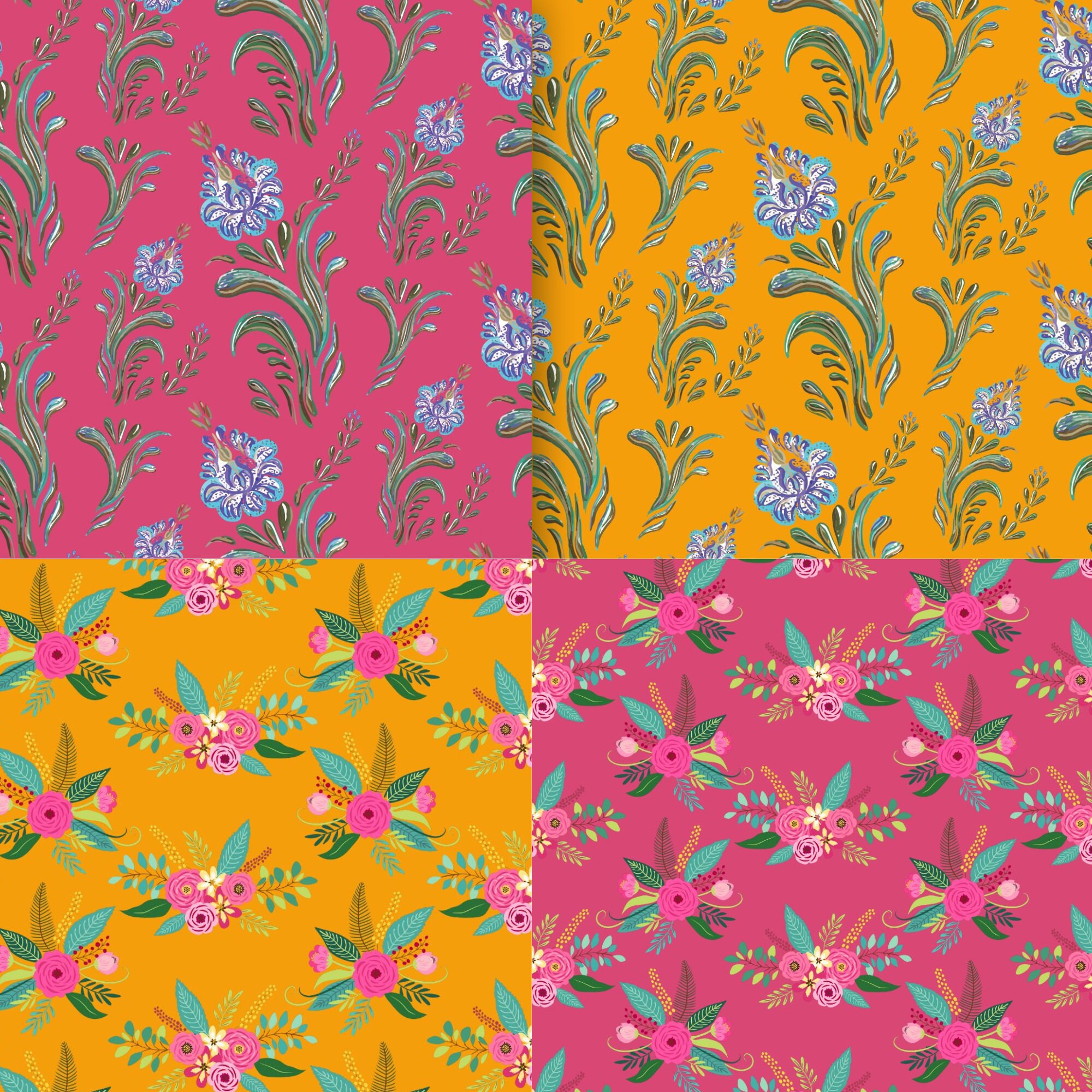 Floral Digital Paper Bundle, Flower Pattern, Floral Scrapbook Paper Kit ...