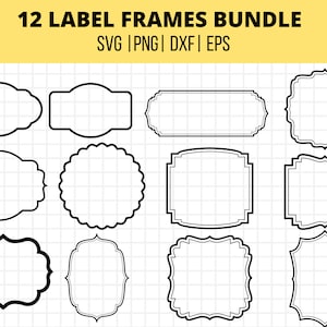 Étiquette cadre Svg Bundle, cadres SVG, Svg de cadres vintage, clipart vectoriel cadre, fichier de coupe Cricut, Silhouette