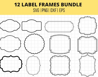 Label Frame Svg Bundle, Frames SVG, Vintage Frames Svg, Frame Vector Clip Art, Cricut Cut File, Silhouette
