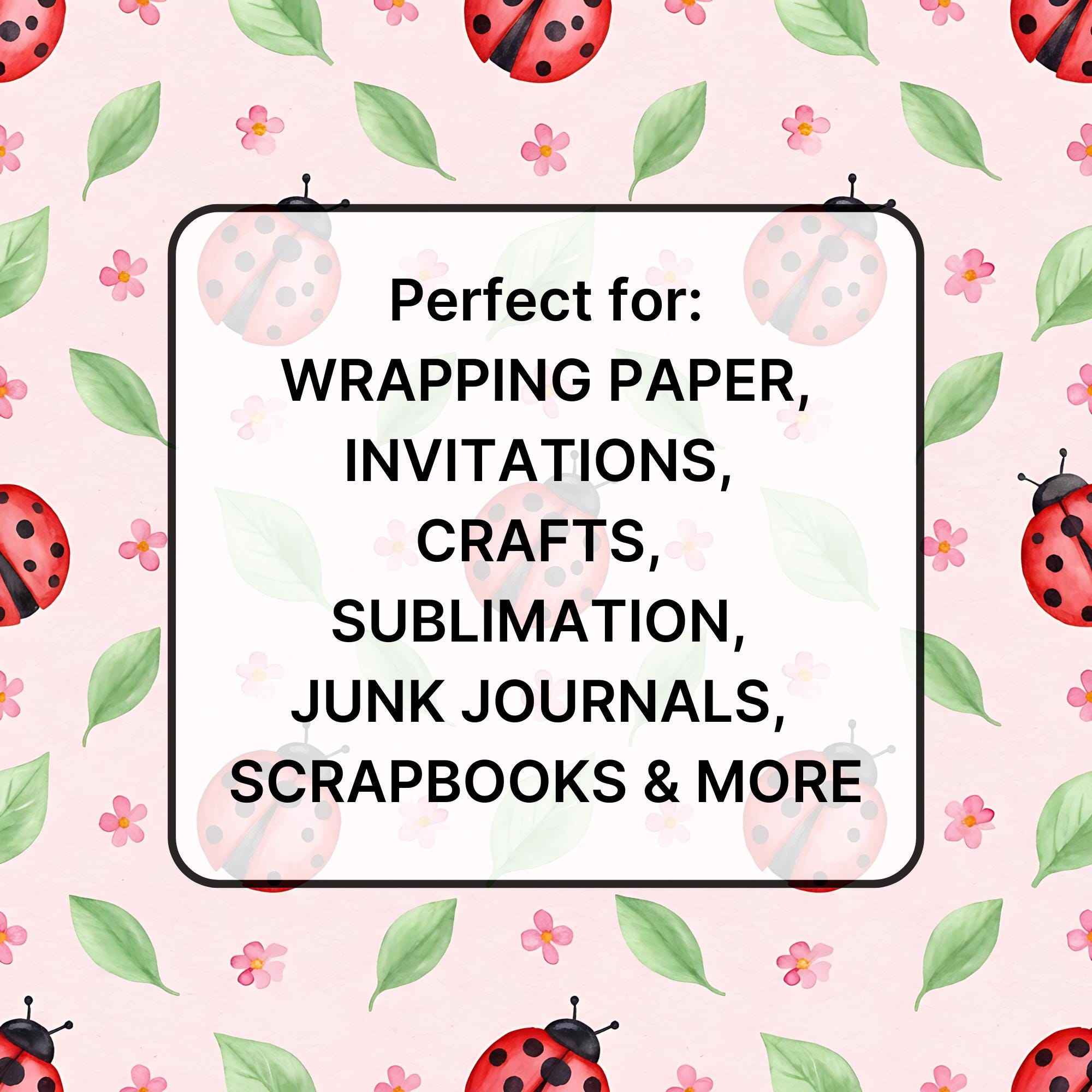 Lady Bug Spring Pattern Ladybug Daisy Floral Seamless Pattern Bundle, Spring Bug Digital ...