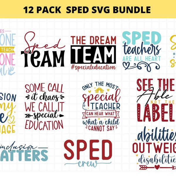 Paquete SVG de educación especial, SPED svg, paquete de maestros sped svg, regalo para maestros, uso comercial