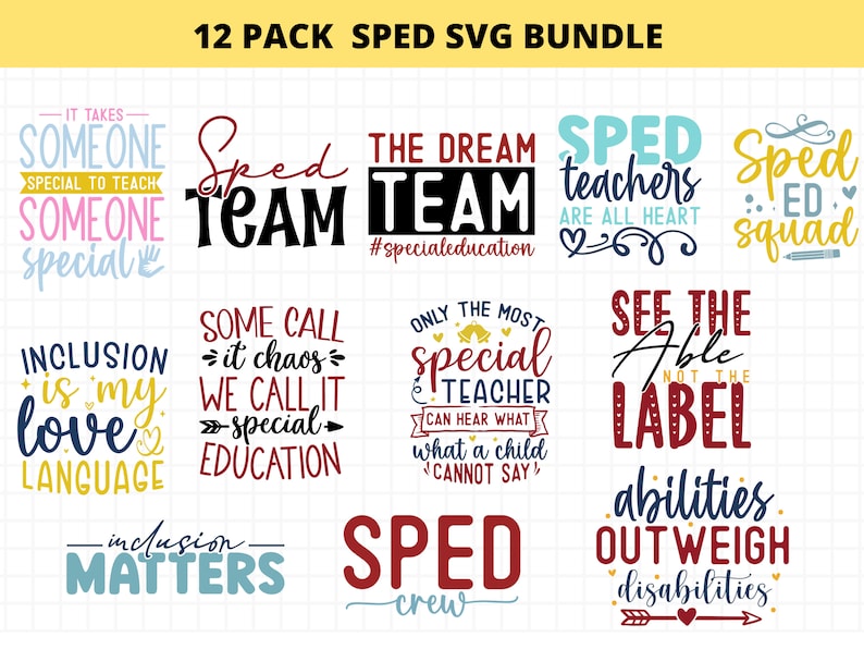 Special Education SVG Bundle, SPED SVG, Sped Teacher Bundle Lehrer SVG, Lehrer Geschenk, kommerzielle Nutzung Bild 1