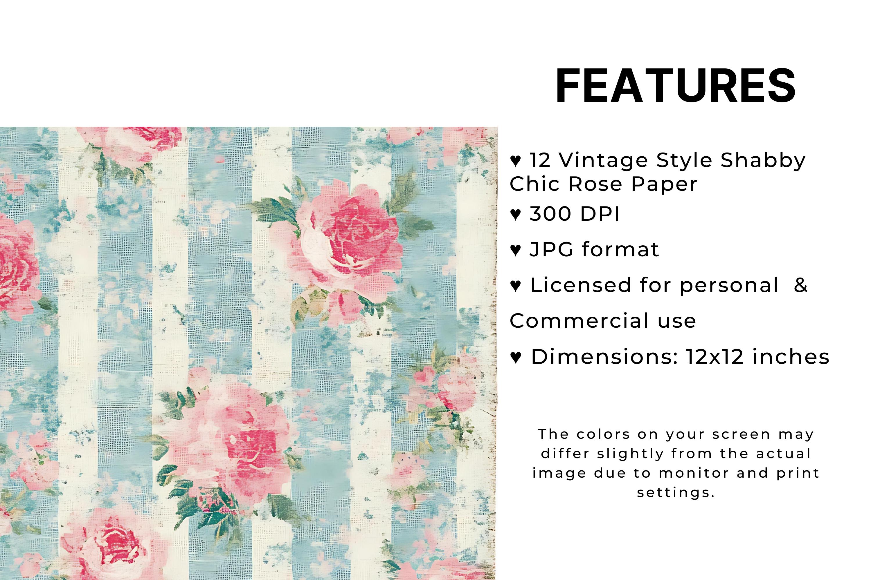 Shabby Chic Rose Digital Paper: Vintage Floral Backgrounds (JPG) - Etsy