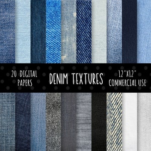 Denim Texture Digital Paper Pack, Denim Digital Scrapbook Papier, Denim Scrapbooking Papier, Hintergründe, kommerzielle Nutzung, 20, 12x12