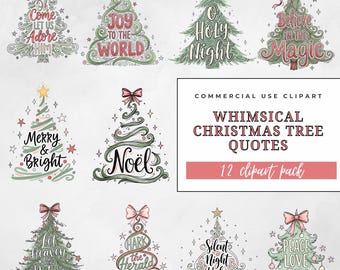 Whimsical Christmas Tree Quote Clipart, Jesus Christmas PNG, Sublimation Christmas Coquette Trees, Commercial Use Clipart,