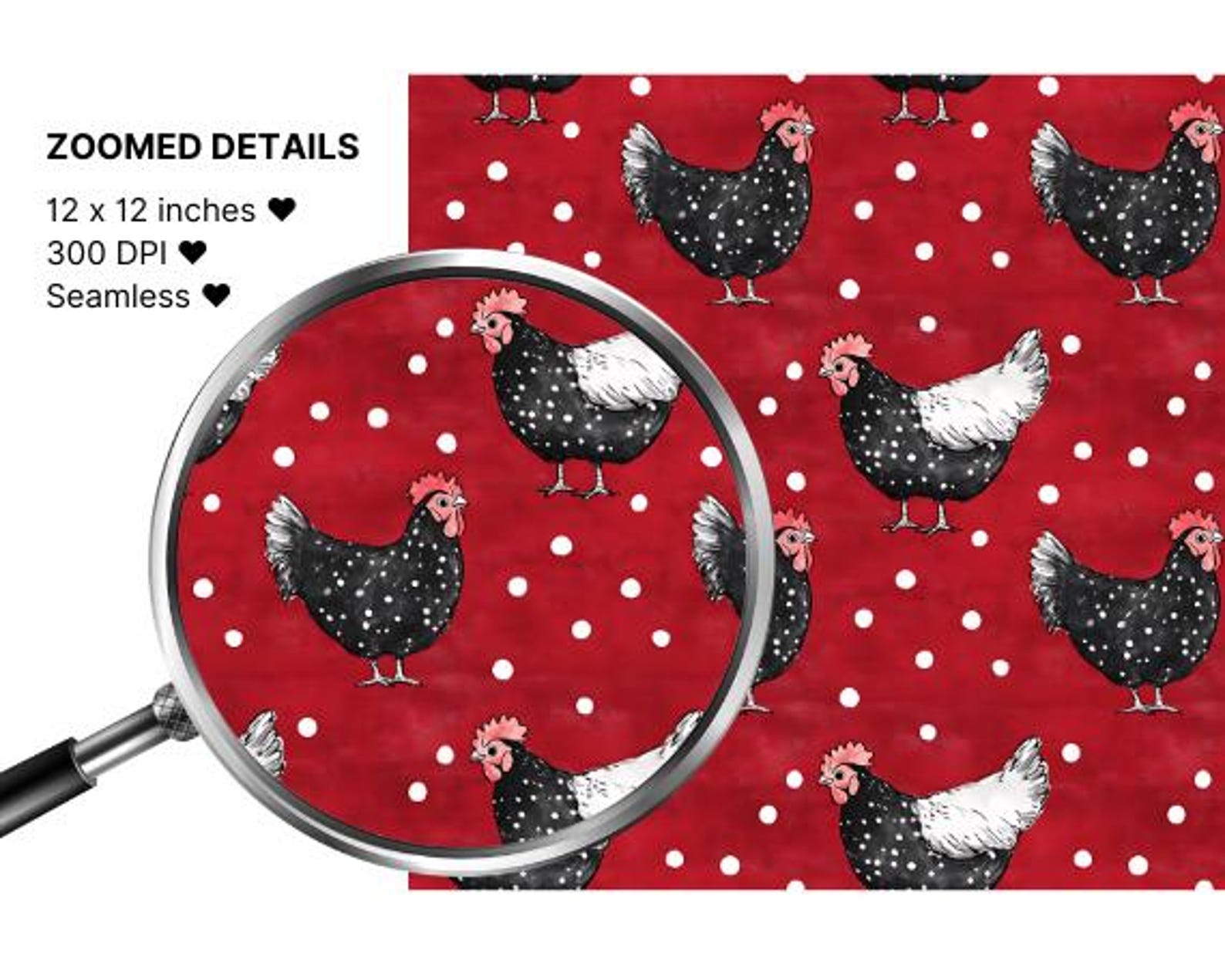 Chicken Pattern Seamless Digital Paper, Farm Roosters Pattern ...