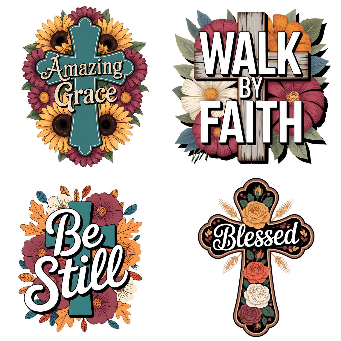 Christian Clipart Bundle: Faith Cross, Bible Verse Quotes (PNG Digital ...