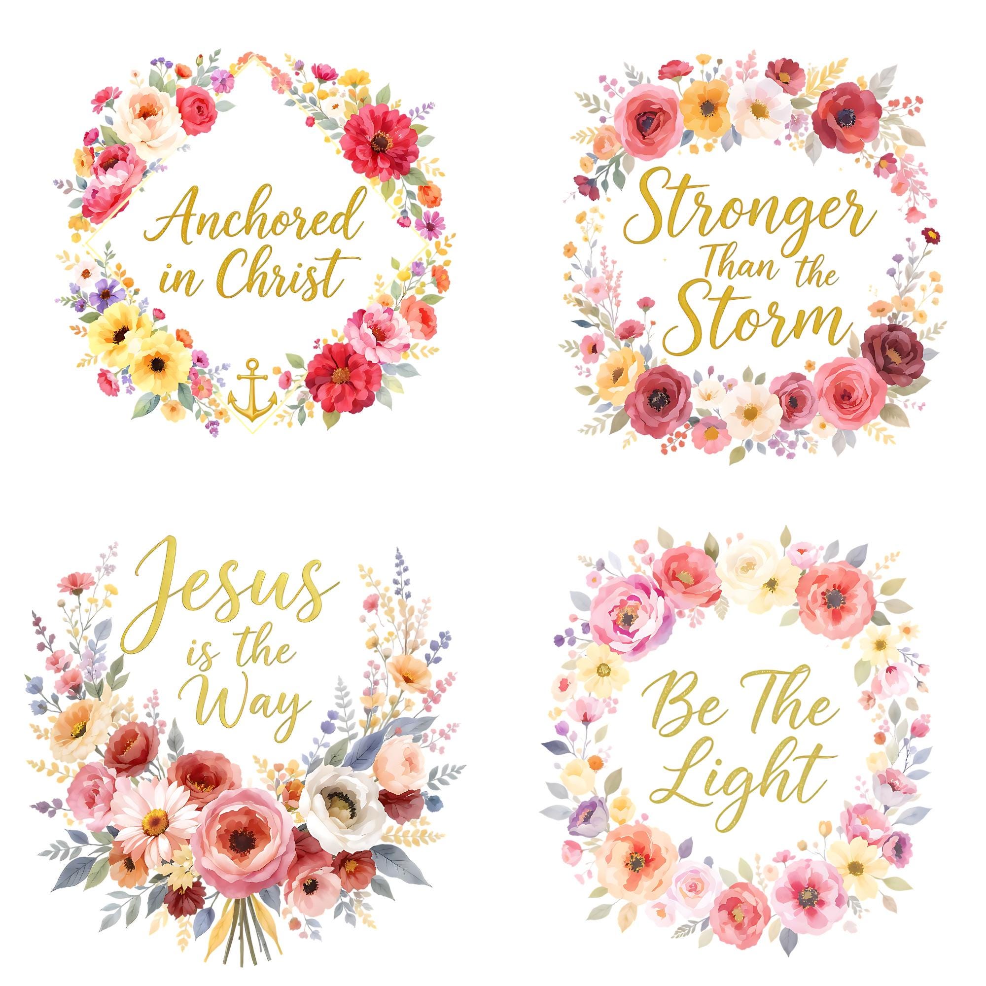 Faith Christian Floral Clipart Bundle PNG, Inspirational Scripture ...