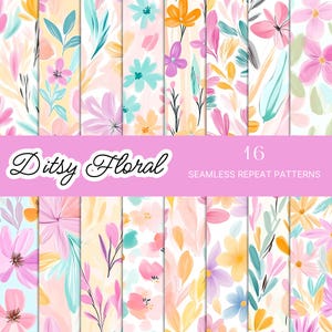 Frühling Ditsy Blumenmuster-Papiere, nahtlose adrette Blumen-Aquarell-Scrapbook-Papier, helle Pastellblumen-Hintergründe, kommerzielle Nutzung